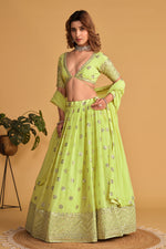 Thumbnail for Jyoti Fashion Women's Neon Georgette Sequins Zari Embroidered Lehenga Choli & Dupatta - Distacart