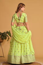 Thumbnail for Jyoti Fashion Women's Neon Georgette Sequins Zari Embroidered Lehenga Choli & Dupatta - Distacart