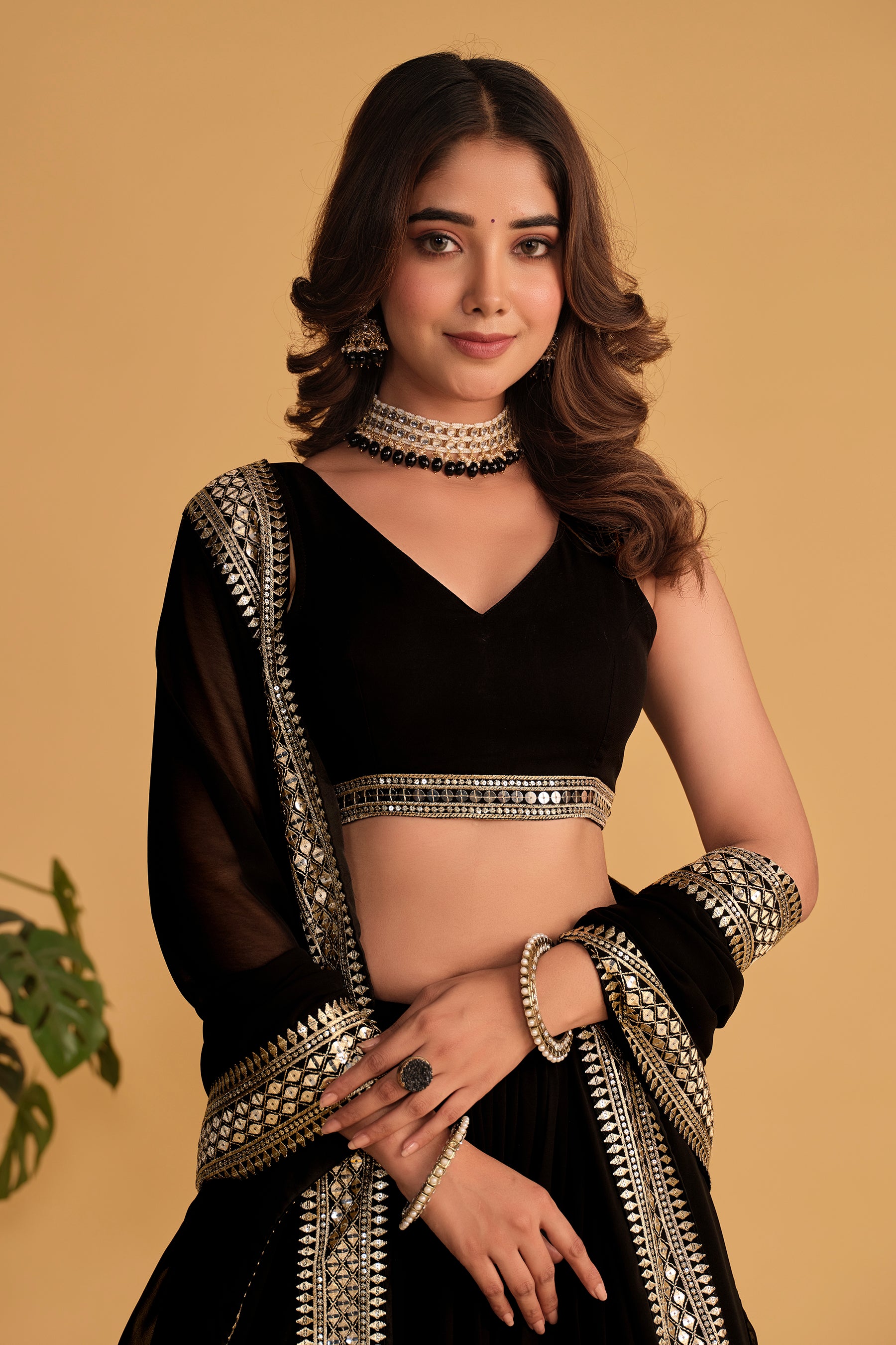 Jyoti Fashion Women's Black Georgette Sequins Zari Embroidered Lehenga Choli & Dupatta - Distacart