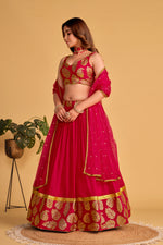 Thumbnail for Jyoti Fashion Women's Pink Georgette Sequins Zari Embroidered Lehenga Choli & Dupatta - Distacart