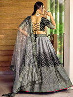Thumbnail for Jyoti Fashion Women's Black Chinon Sequins Thread Embroidered Lehenga Choli & Dupatta - Distacart