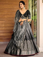 Thumbnail for Jyoti Fashion Women's Black Chinon Sequins Thread Embroidered Lehenga Choli & Dupatta - Distacart