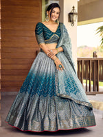 Thumbnail for Jyoti Fashion Women's Blue Chinon Sequins Thread Embroidered Lehenga Choli & Dupatta - Distacart