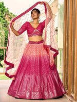 Thumbnail for Jyoti Fashion Women's Pink Chinon Sequins Thread Embroidered Lehenga Choli & Dupatta - Distacart