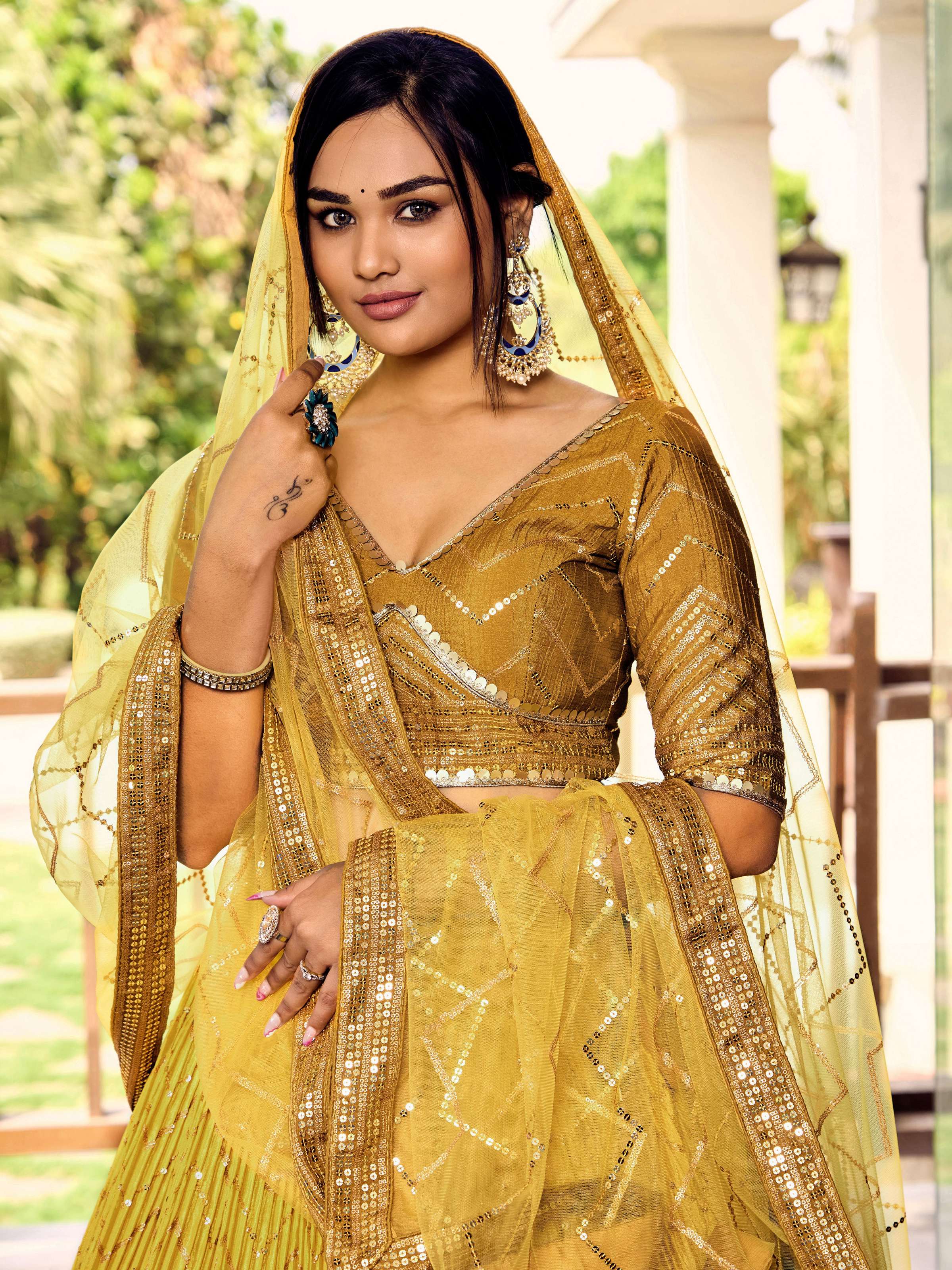 Jyoti Fashion Women's Yellow Chinon Sequins Thread Embroidered Lehenga Choli & Dupatta - Distacart