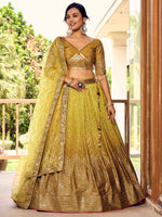 Thumbnail for Jyoti Fashion Women's Yellow Chinon Sequins Thread Embroidered Lehenga Choli & Dupatta - Distacart
