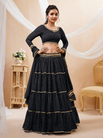 Thumbnail for Jyoti Fashion Women's Black Georgette Leheriya Printed with Lace Work Lehenga Choli & Dupatta - Distacart