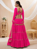 Thumbnail for Jyoti Fashion Women's Pink Georgette Leheriya Printed with Lace Work Lehenga Choli & Dupatta - Distacart
