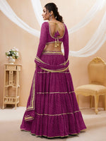 Thumbnail for Jyoti Fashion Women's Purple Georgette Leheriya Printed with Lace Work Lehenga Choli & Dupatta - Distacart