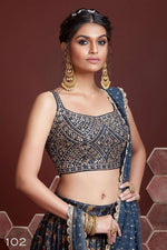 Thumbnail for Jyoti Fashion Women's Blue Chinon Silk Digital Print with Heavy Embroidered Lehenga Choli & Dupatta - Distacart