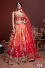 Thumbnail for Jyoti Fashion Women's Orange Organza Silk Digital Print with Heavy Embroidered Lehenga Choli & Dupatta - Distacart