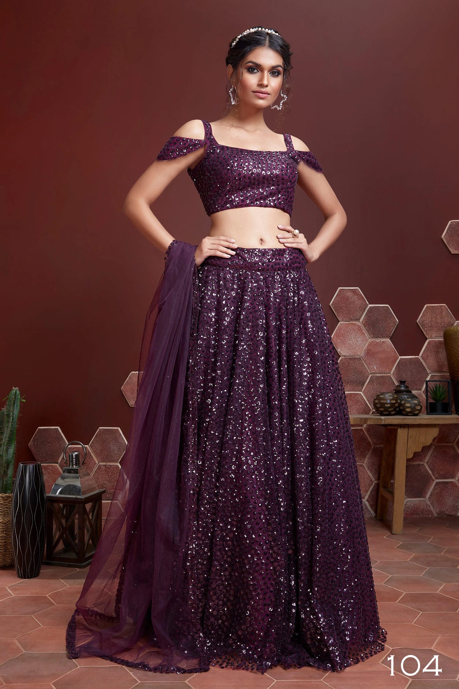 Jyoti Fashion Women's Purple Heavy Soft Net Heavy Sequins Embroidered Lehenga Choli & Dupatta - Distacart