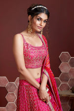 Thumbnail for Jyoti Fashion Women's Pink Chinon Silk Digital Print with Heavy Embroidered Lehenga Choli & Dupatta - Distacart