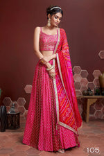 Thumbnail for Jyoti Fashion Women's Pink Chinon Silk Digital Print with Heavy Embroidered Lehenga Choli & Dupatta - Distacart