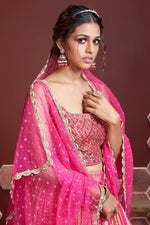 Thumbnail for Jyoti Fashion Women's Pink Pure Chinon Silk Digital Print with Heavy Embroidered Lehenga Choli & Dupatta - Distacart
