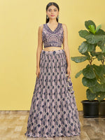 Thumbnail for Jyoti Fashion Women's Blue Chinon Real Mirror with Sequins Thread Embroidered Lehenga Choli & Dupatta - Distacart