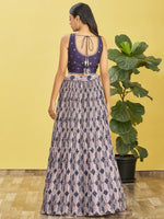 Thumbnail for Jyoti Fashion Women's Blue Chinon Real Mirror with Sequins Thread Embroidered Lehenga Choli & Dupatta - Distacart