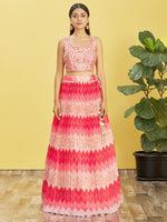Thumbnail for Jyoti Fashion Women's Pink Chinon Real Mirror with Sequins Thread Embroidered Lehenga Choli & Dupatta - Distacart