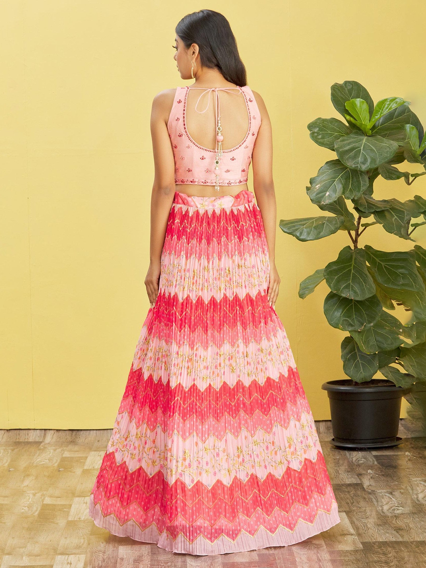 Jyoti Fashion Women's Pink Chinon Real Mirror with Sequins Thread Embroidered Lehenga Choli & Dupatta - Distacart