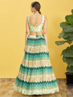 Thumbnail for Jyoti Fashion Women's Green Chinon Real Mirror with Sequins Thread Embroidered Lehenga Choli & Dupatta - Distacart
