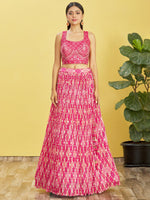 Thumbnail for Jyoti Fashion Women's Pink Chinon Real Mirror with Sequins Thread Embroidered Lehenga Choli & Dupatta - Distacart