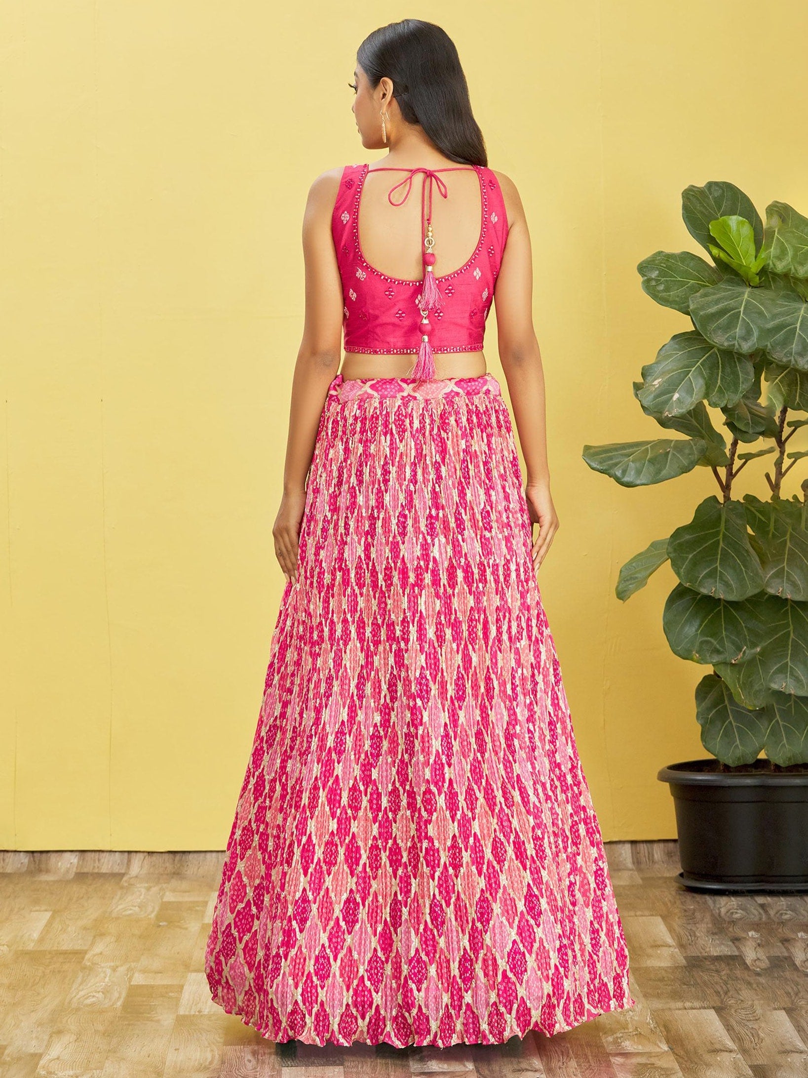Jyoti Fashion Women's Pink Chinon Real Mirror with Sequins Thread Embroidered Lehenga Choli & Dupatta - Distacart