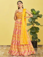 Thumbnail for Jyoti Fashion Women's Yellow Chinon Real Mirror with Sequins Thread Embroidered Lehenga Choli & Dupatta - Distacart