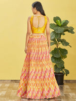 Thumbnail for Jyoti Fashion Women's Yellow Chinon Real Mirror with Sequins Thread Embroidered Lehenga Choli & Dupatta - Distacart