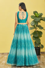 Thumbnail for Jyoti Fashion Women's Blue Organza Real Mirror with Sequins Thread Embroidered Lehenga Choli & Dupatta - Distacart