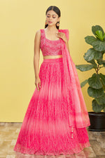 Thumbnail for Jyoti Fashion Women's Pink Organza Real Mirror with Sequins Thread Embroidered Lehenga Choli & Dupatta - Distacart