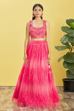 Thumbnail for Jyoti Fashion Women's Pink Organza Real Mirror with Sequins Thread Embroidered Lehenga Choli & Dupatta - Distacart
