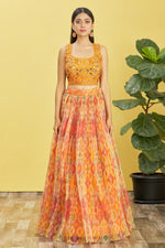 Thumbnail for Jyoti Fashion Women's Yellow Organza Real Mirror with Sequins Thread Embroidered Lehenga Choli & Dupatta - Distacart