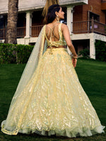 Thumbnail for Jyoti Fashion Women's Yellow Soft Net Multi Sequins Thread Embroidered Lehenga Choli & Dupatta - Distacart