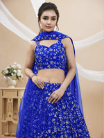 Thumbnail for Jyoti Fashion Women's Blue Georgette Sequins Zari Embroidered Lehenga Choli & Dupatta - Distacart