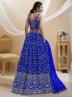 Thumbnail for Jyoti Fashion Women's Blue Georgette Sequins Zari Embroidered Lehenga Choli & Dupatta - Distacart