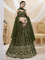 Thumbnail for Jyoti Fashion Women's Green Georgette Sequins Zari Embroidered Lehenga Choli & Dupatta - Distacart