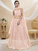 Thumbnail for Jyoti Fashion Women's Baby Pink Georgette Sequins Zari Embroidered Lehenga Choli & Dupatta - Distacart