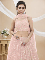 Thumbnail for Jyoti Fashion Women's Baby Pink Georgette Sequins Zari Embroidered Lehenga Choli & Dupatta - Distacart