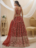 Thumbnail for Jyoti Fashion Women's Maroon Georgette Sequins Zari Embroidered Lehenga Choli & Dupatta - Distacart