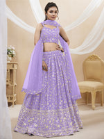 Thumbnail for Jyoti Fashion Women's Lavender Georgette Sequins Zari Embroidered Lehenga Choli & Dupatta - Distacart