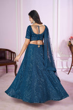 Thumbnail for Jyoti Fashion Women's Teal Georgette Sequins Thread Embroidered Lehenga Choli & Dupatta - Distacart