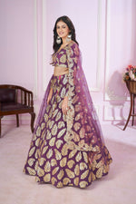Thumbnail for Jyoti Fashion Women's Purple Georgette Sequins Zari Embroidered Lehenga Choli & Dupatta - Distacart