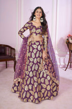 Thumbnail for Jyoti Fashion Women's Purple Georgette Sequins Zari Embroidered Lehenga Choli & Dupatta - Distacart