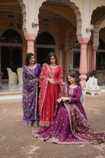 Thumbnail for Jyoti Fashion Women's Maroon Purple & Wine Chinon Rich Sequins Embroidered Long Anarkali Combo Sets - Distacart