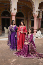 Thumbnail for Jyoti Fashion Women's Maroon Purple & Wine Chinon Rich Sequins Embroidered Long Anarkali Combo Sets - Distacart