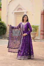 Thumbnail for Jyoti Fashion Women's Purple Chinon Rich Sequins Embroidered Long Anarkali Sets - Distacart