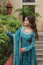 Thumbnail for Jyoti Fashion Women's Rama Chinon Rich Sequins Embroidered Kurta Set with Dupatta - Distacart