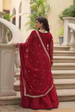 Thumbnail for Jyoti Fashion Women's Maroon Faux Blooming Sequins Zari Embroidered Long Anarkali Sets - Distacart