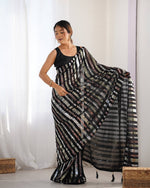 Thumbnail for Jyoti Fashion Women's Black Georgette Multi Sequins Designer Saree with Blouse - Distacart