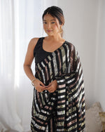 Thumbnail for Jyoti Fashion Women's Black Georgette Multi Sequins Designer Saree with Blouse - Distacart